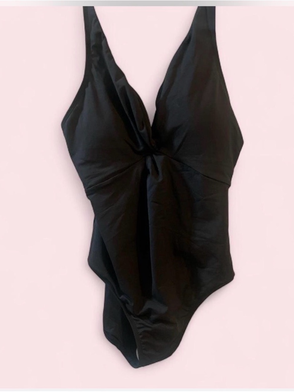 Anne Cole Black Scoop Neck One-Piece Swimsuit with Adjustable Straps